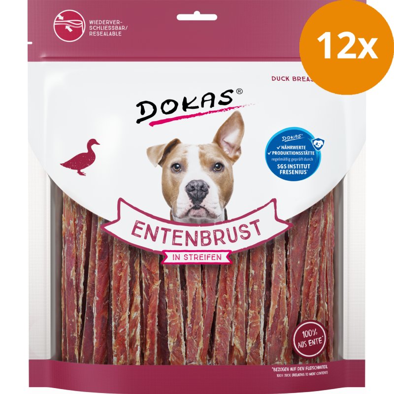 DOKAS Entenbrust in Streifen 500 g | Hundesnack