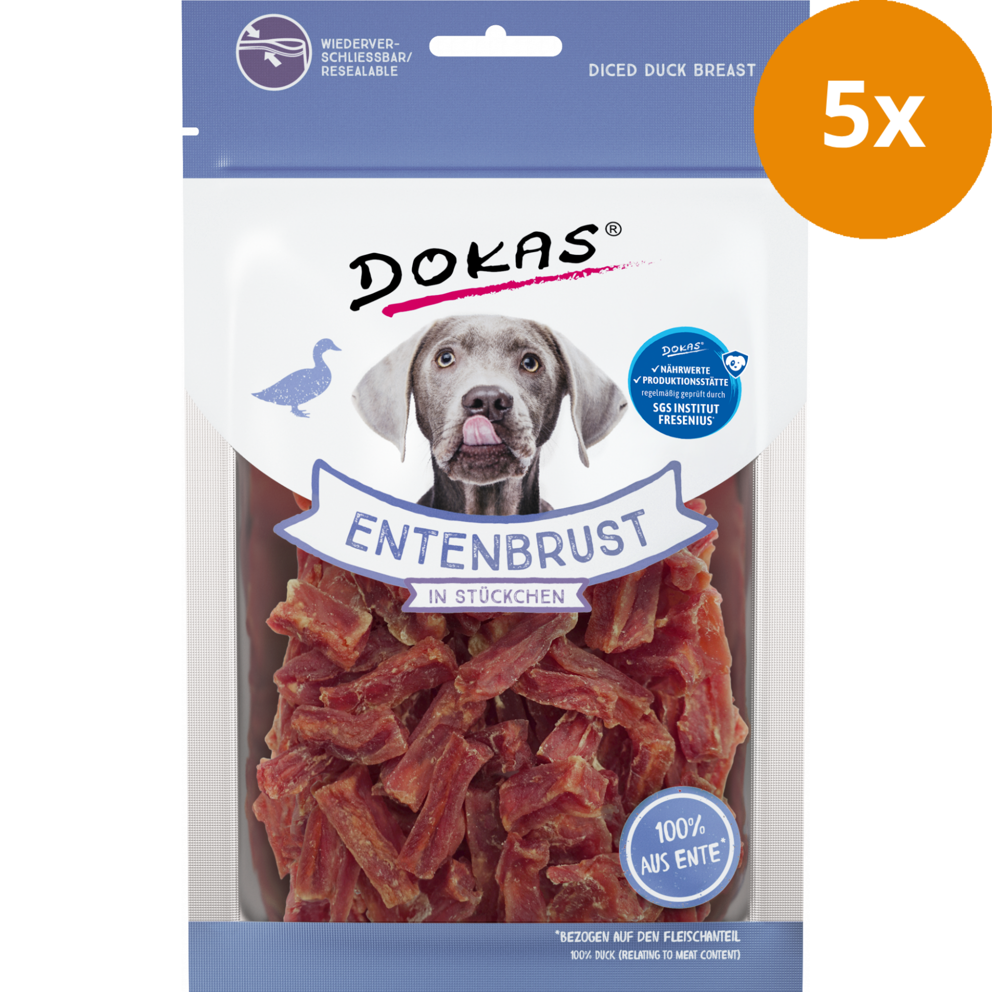 DOKAS Entenbrust in Stückchen 70 g | Hundesnack