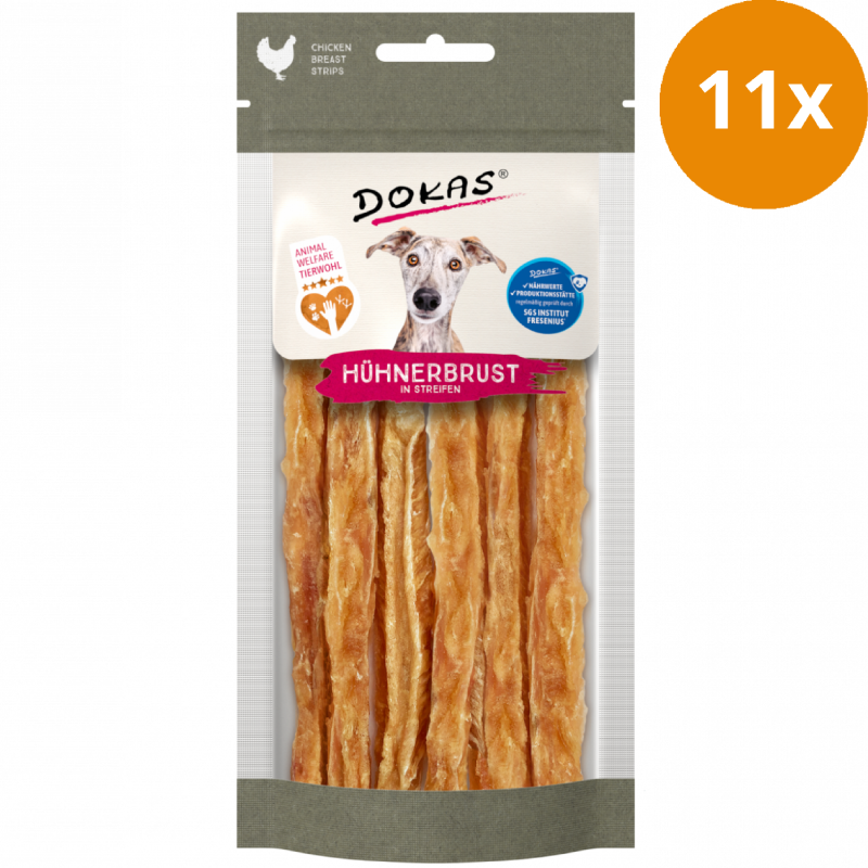 DOKAS Hühnerbrust in Streifen 50 g | Hundesnack