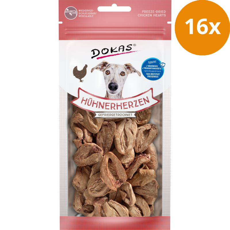 DOKAS Hühnerherzen gefriergetrocknet 22 g | Hundesnack