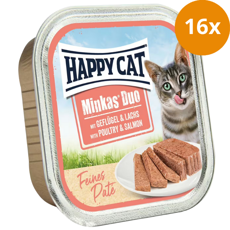 Happy Cat Minkas Schale Duo Geflügel & Lachs Paté 100 g