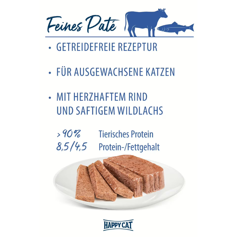 Happy Cat Minkas Schale Duo Rind & Lachs Paté 100 g
