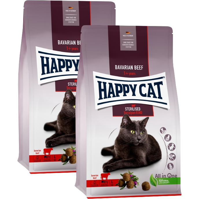 Sparpaket Happy Cat Sterilised Voralpen Rind 2 x 4 kg