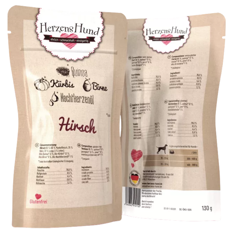 HerzensHund Hirsch mit Quinoa 130 g