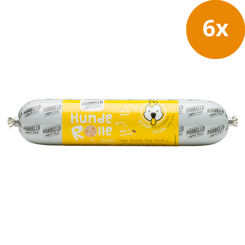 PURBELLO HundeRolle Huhn mit Möhren & Erbsen 400 g