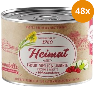Sanabelle Heimat Dose frische Forelle & Landente mit Zucchini, Karotte und Johannisbeere 200 g