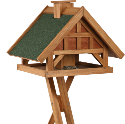 natura Futterhaus mit Ständer & Silo - 54 × 40 × 48 cm / 1,45 m