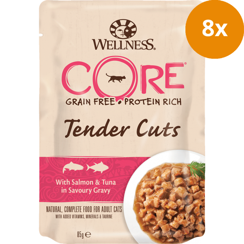 Wellness CORE Tender Cuts Lachs & Thunfisch in Sauce 85 g