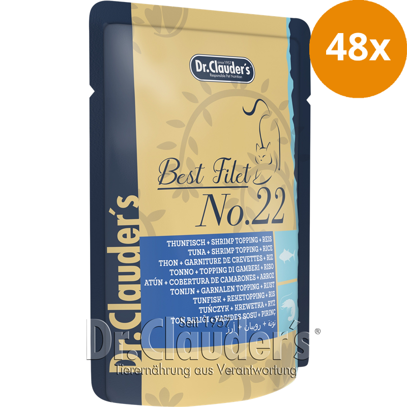 Dr.Clauder's Best Filet No. 22 Thunfisch & Shrimp Topping und Reis 100 g