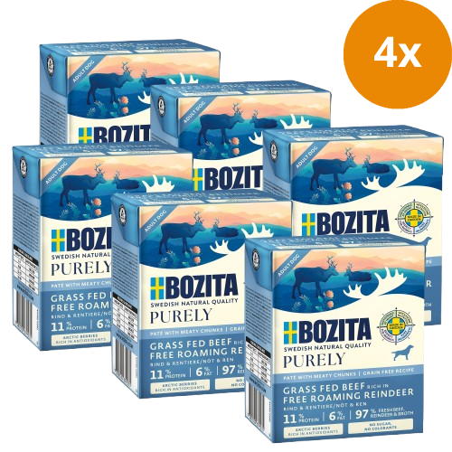 Bozita Purely Paté mit Rentier 24 x 370 g Tetra + GRATIS TRIXIE Napf