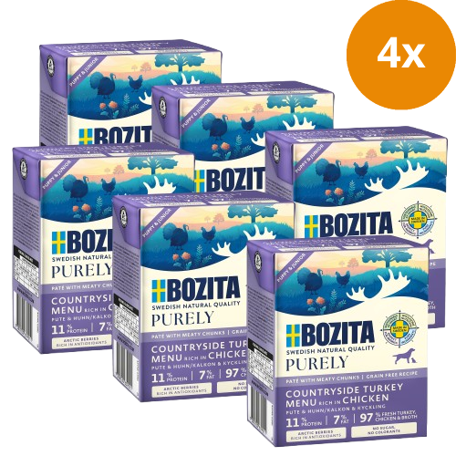 Bozita Purely Puppy & Junior Paté mit Pute 24 x 370 g Tetra + GRATIS TRIXIE Napf