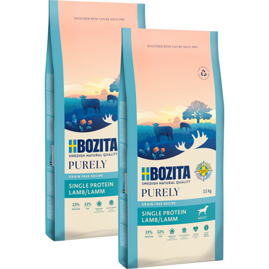 Bozita Dog Purely Adult Lamm 2 x 11 kg + GRATIS Bozita Purely Paté mit Lamm 6 x 370 g Tetra