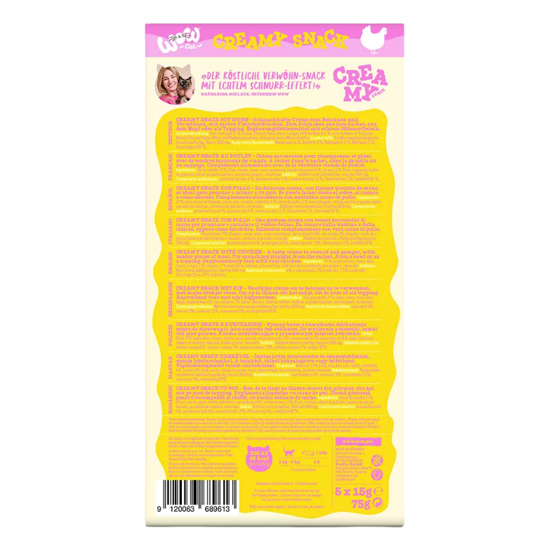 Wow Cat Creamy Snack mit Huhn 5x15g