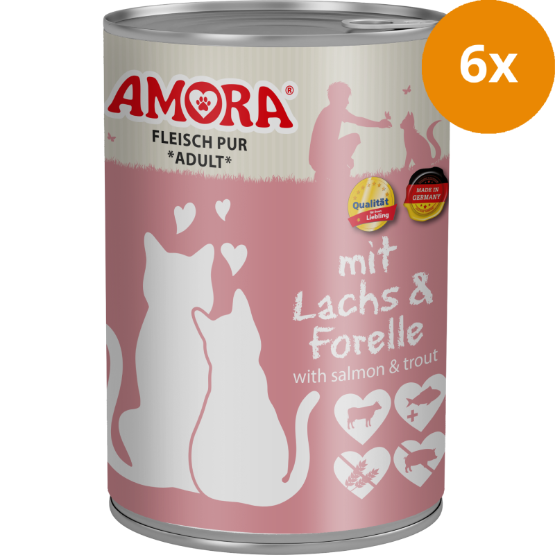 AMORA Fleisch Pur Adult Lachs & Forelle 6 x 400 g