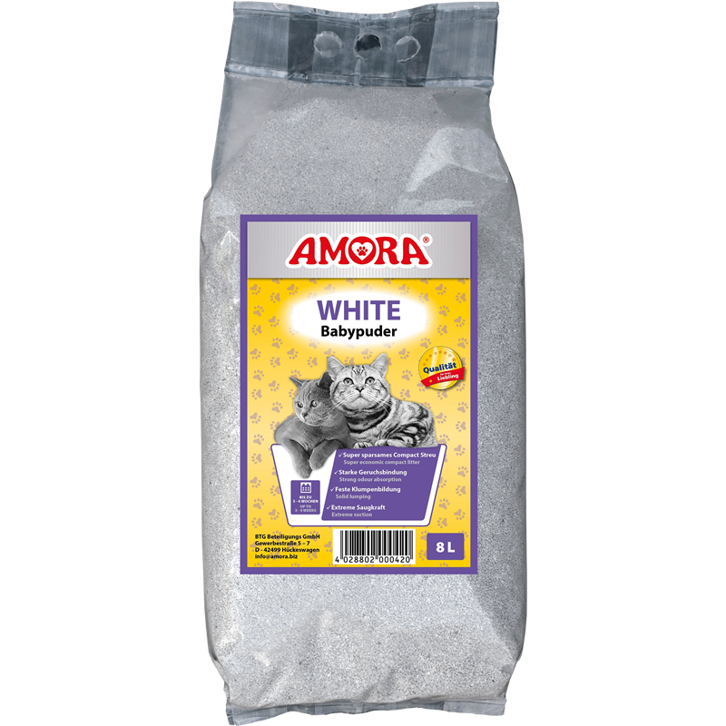 AMORA Katzenstreu White Babypuder