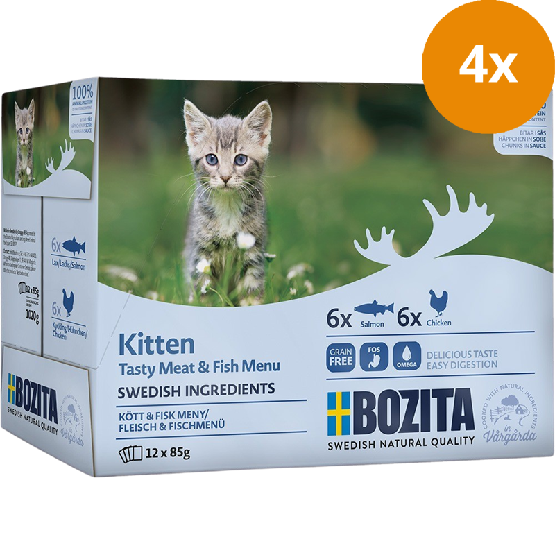 Bozita Häppchen in Sauce mit Fisch und Fleisch für Kitten Multibox 1020 g