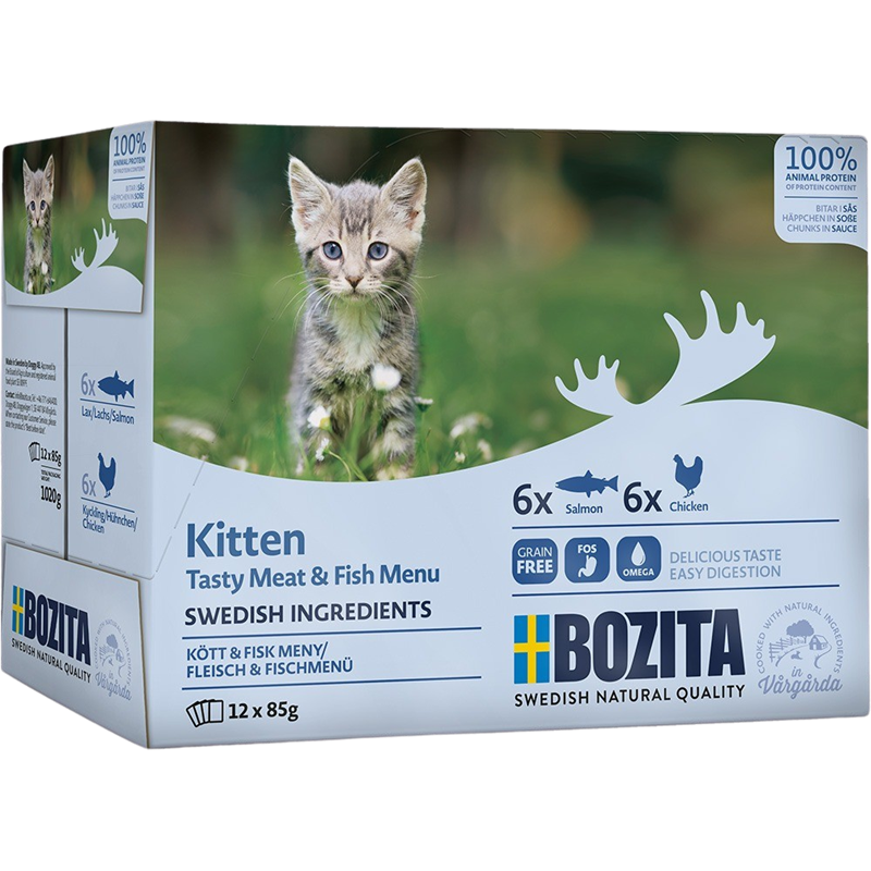 Bozita Häppchen in Sauce mit Fisch und Fleisch für Kitten Multibox 1020 g