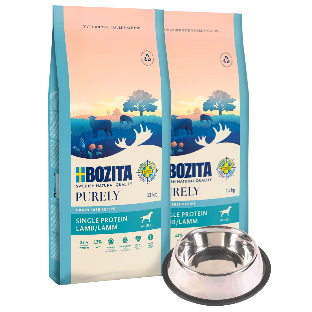 Bozita Dog Purely Adult Lamm 2 x 11 kg + GRATIS TRIXIE Napf