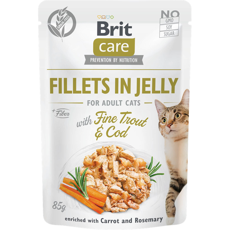 Brit Care Fillets in Jelly Trout & Cod 85 g