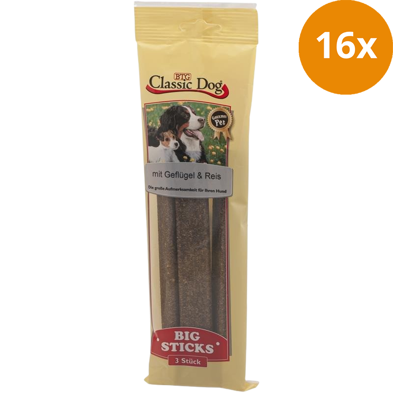 BTG Classic Dog Snack Big Sticks Geflügel & Reis 300 g