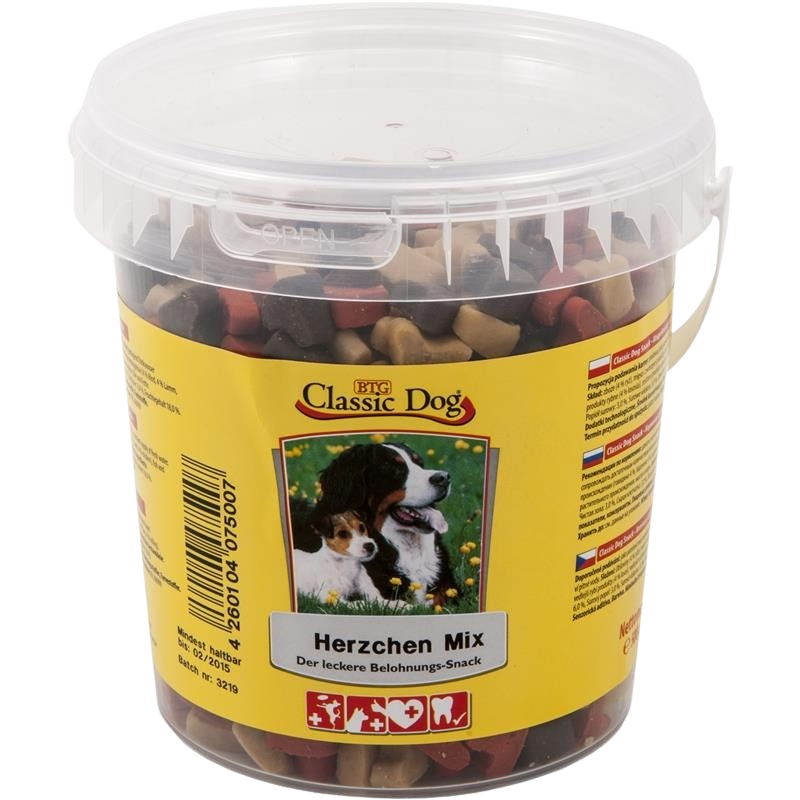 BTG Classic Dog Snack Eimer Herzchen Mix 500 g