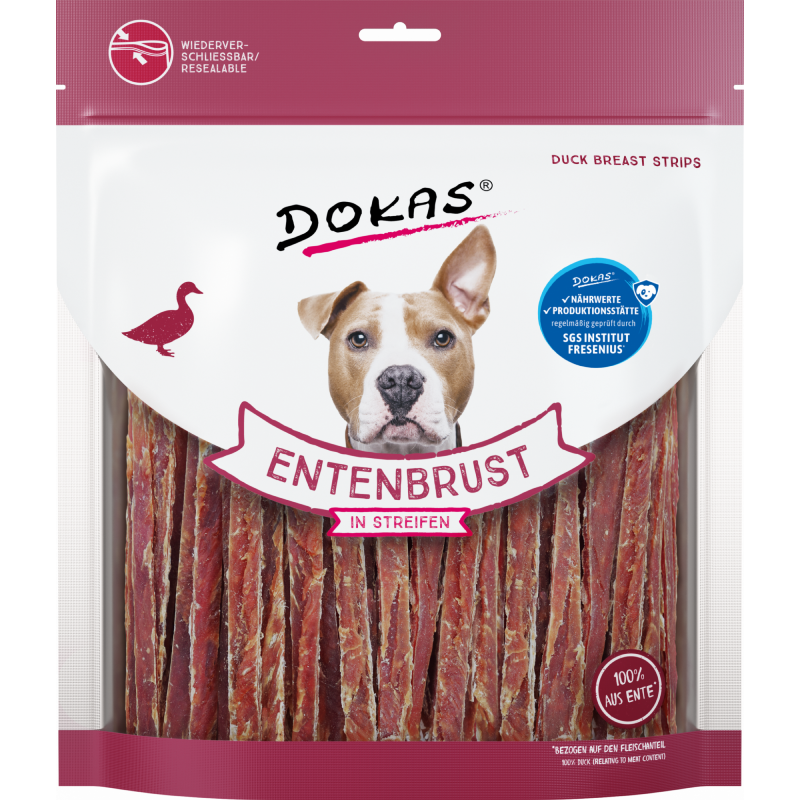 DOKAS Entenbrust in Streifen 500 g | Hundesnack