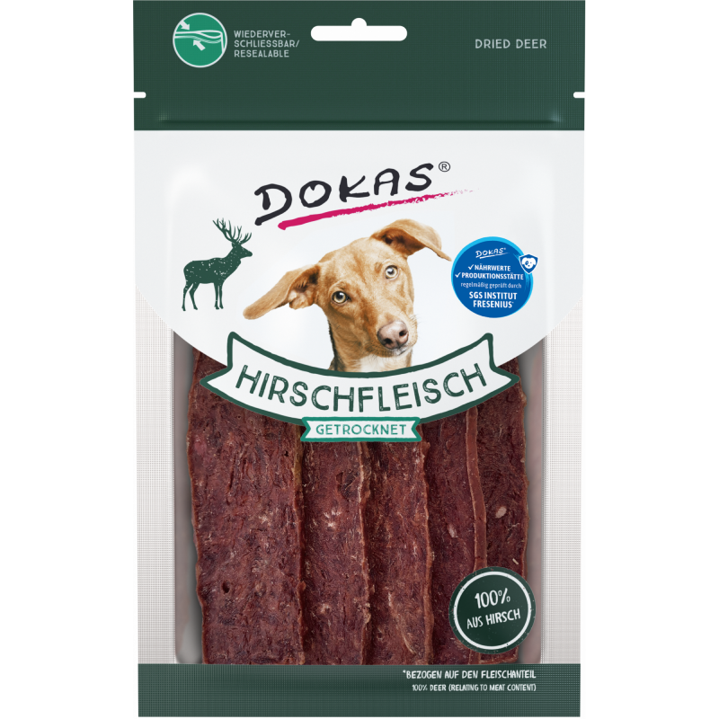 DOKAS Hirschfleisch getrocknet 60 g | Hundesnack