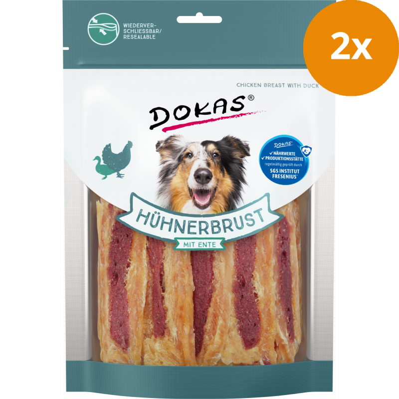 DOKAS Hühnerbrust mit Ente 220 g | Hundesnack