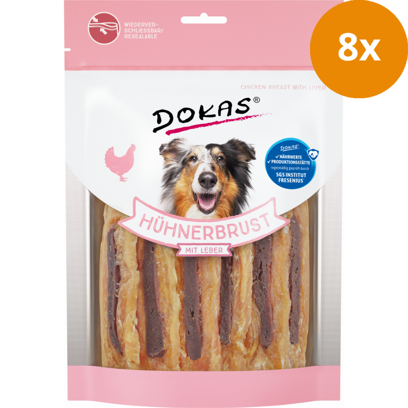 DOKAS Hühnerbrust mit Leber 220 g | Hundesnack