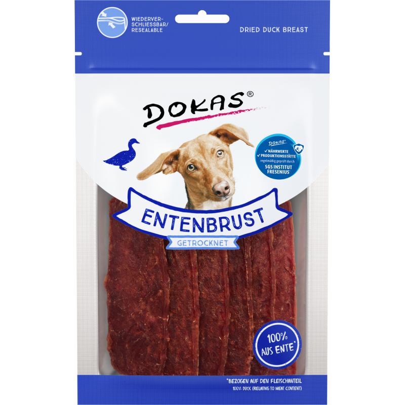 DOKAS Hundesnack Entenbrust getrocknet 70 g | Hundesnack