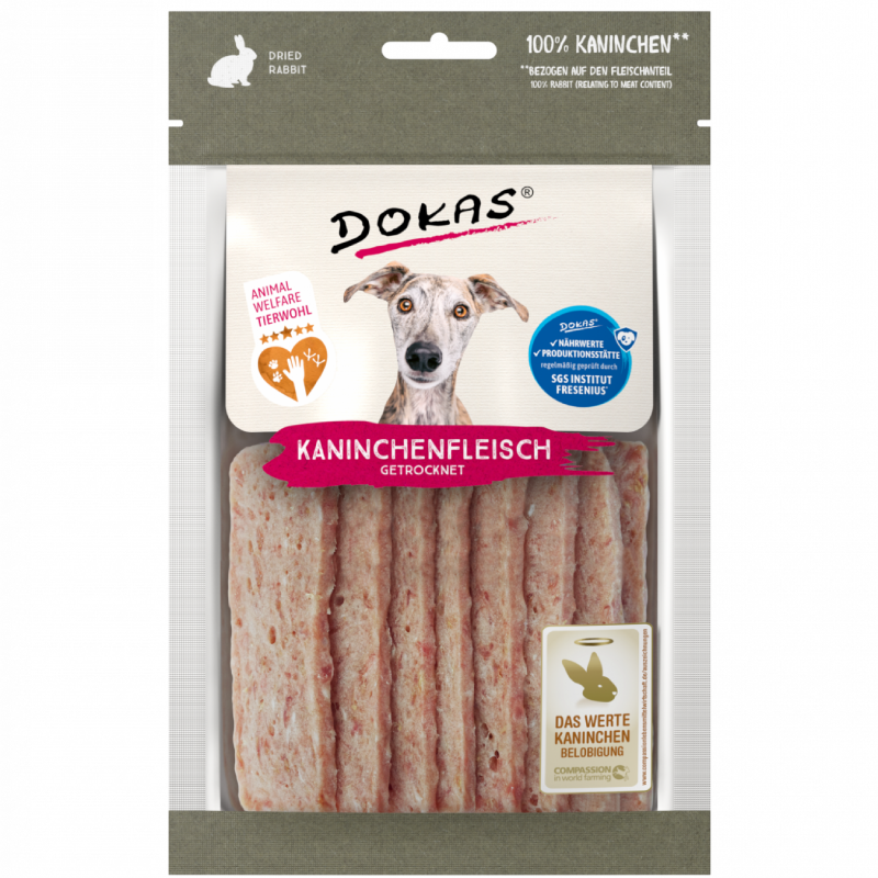 DOKAS Kaninchenfleisch 70 g | Hundesnack