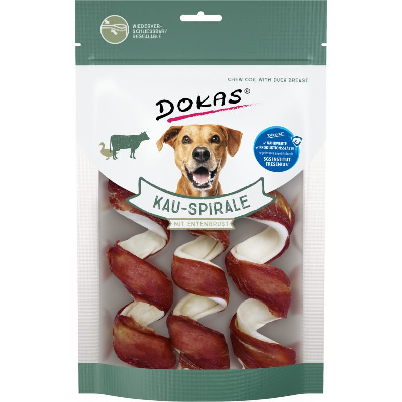 DOKAS Kau-Spirale mit Entenbrust 110 g | Hundesnack