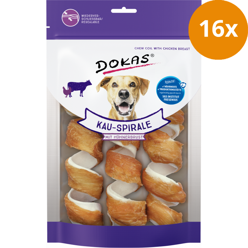 DOKAS Kau-Spirale mit Hühnerbrustfilet 110 g | Hundesnack