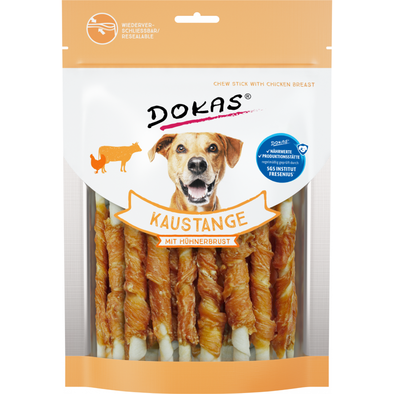 DOKAS Kaustangen mit Hühnerbrust 200 g | Hundesnack