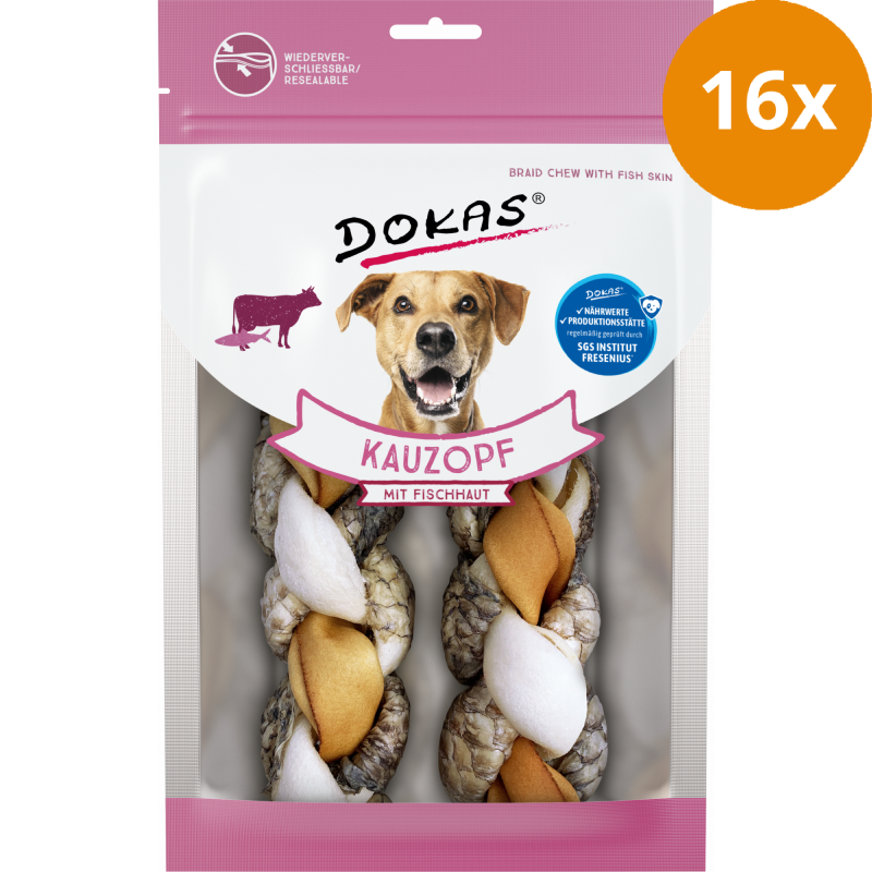 DOKAS Kauzopf mit Fischhaut 120 g | Hundesnack