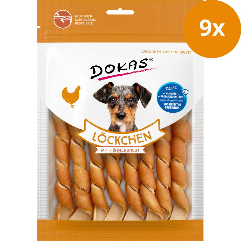 DOKAS Löckchen mit Hühnerbrust 120 g | Hundesnack