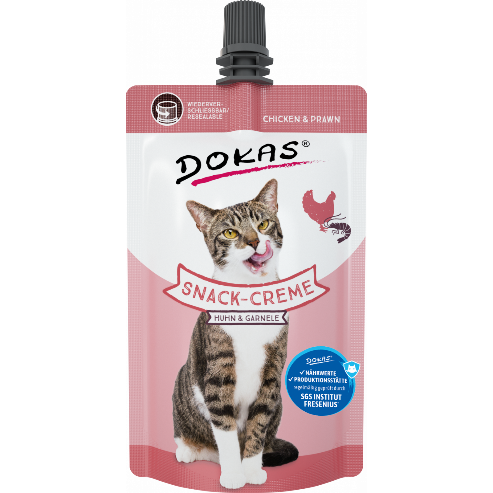 DOKAS Snack-Creme für Katzen Huhn & Garnele 90 g | Katzensnack