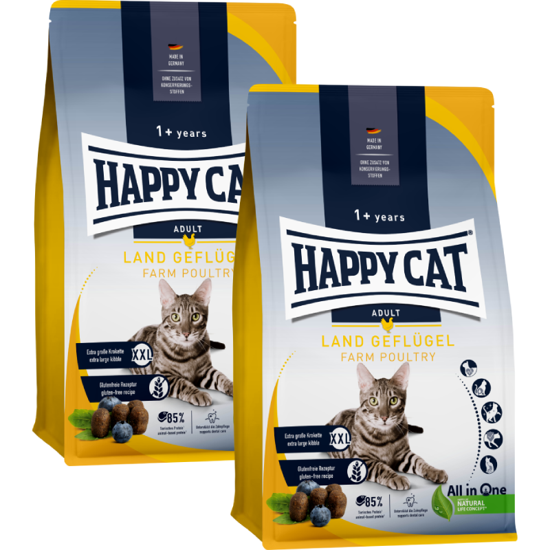 Sparpaket Happy Cat Culinary Land Geflügel 2 x 4 kg