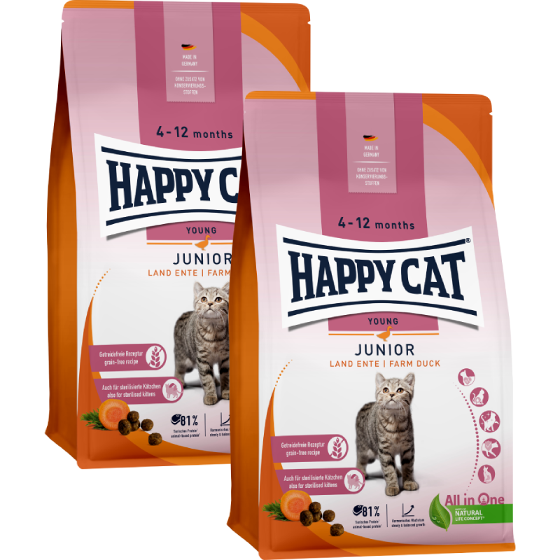 Sparpaket Happy Cat Junior Land Ente 2 x 4 kg