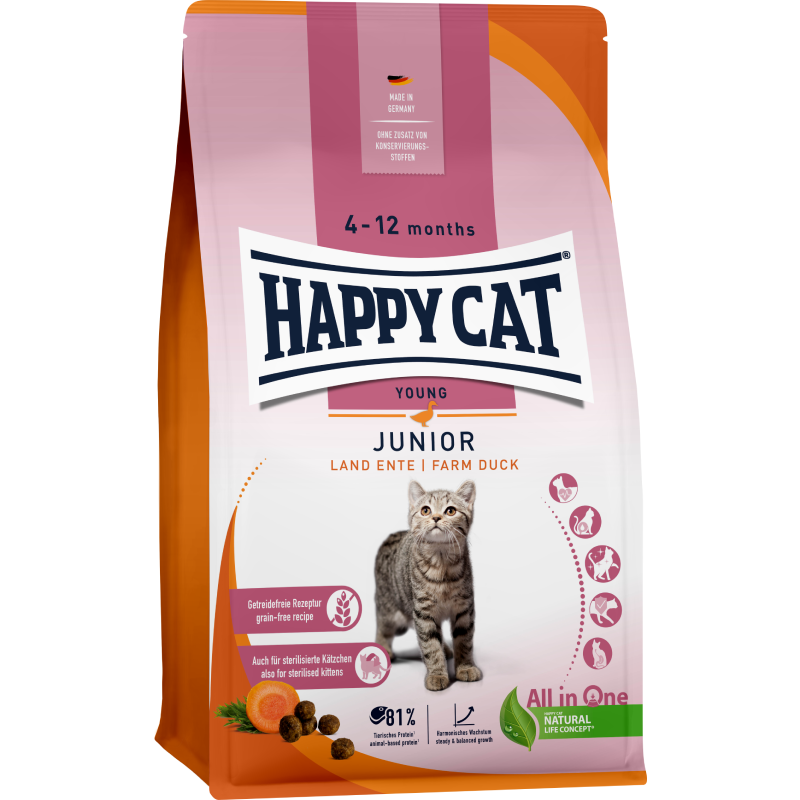 Sparpaket Happy Cat Junior Land Ente 2 x 4 kg