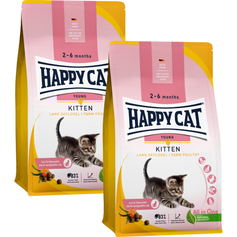 Sparpaket Happy Cat Kitten Land Geflügel 2 x 4 kg