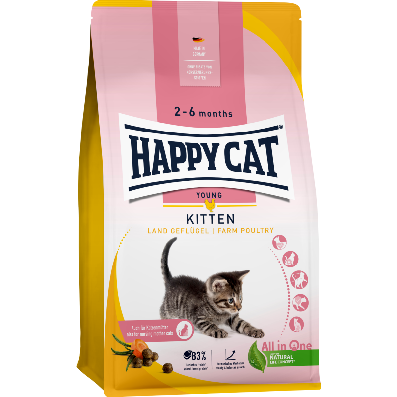 Sparpaket Happy Cat Kitten Land Geflügel 2 x 4 kg