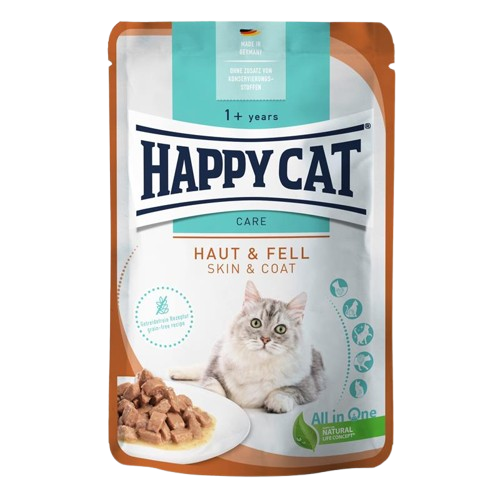 Happy Cat PB Care Meat in Sauce Haut & Fell 85 g