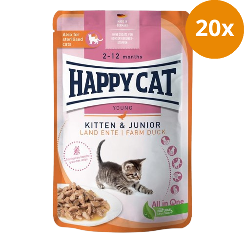 Happy Cat PB Young Meat in Sauce Kitten & Junior Land Ente 85 g