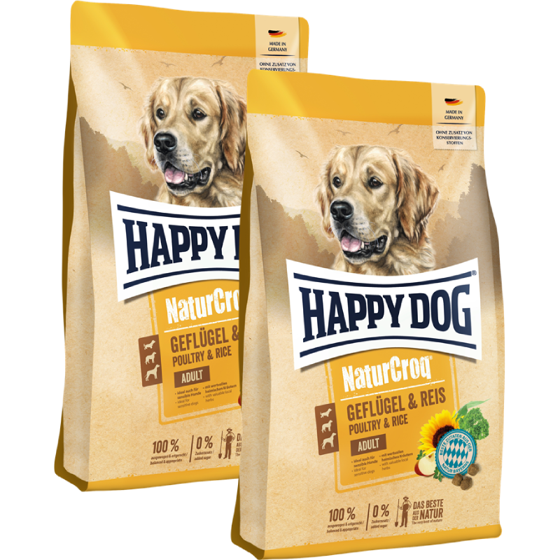 Sparpaket Happy Dog NaturCroq Geflügel pur & Reis 2 x 4 kg