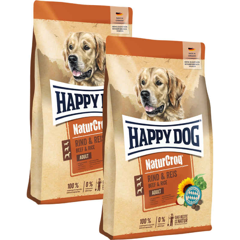 Sparpaket Happy Dog NaturCroq Rind & Reis 2 x 4 kg