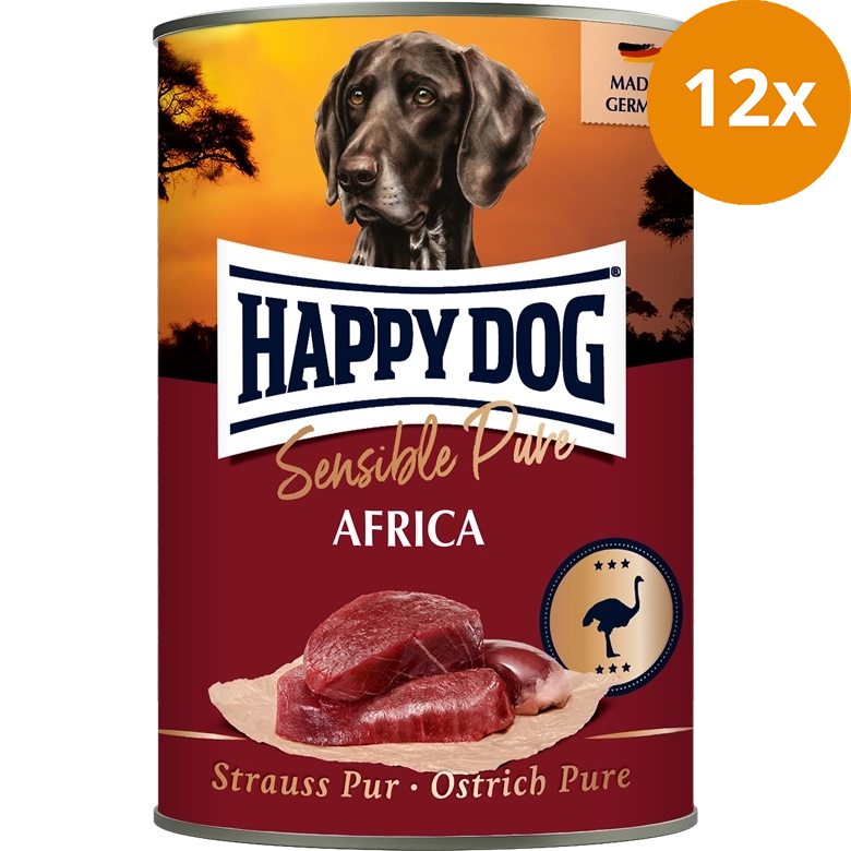 Happy Dog Sensible Pure Africa Strauß Pur 400 g, Multipacks