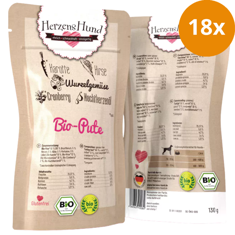 HerzensHund Bio Pute mit Bio Gemüse 130 g