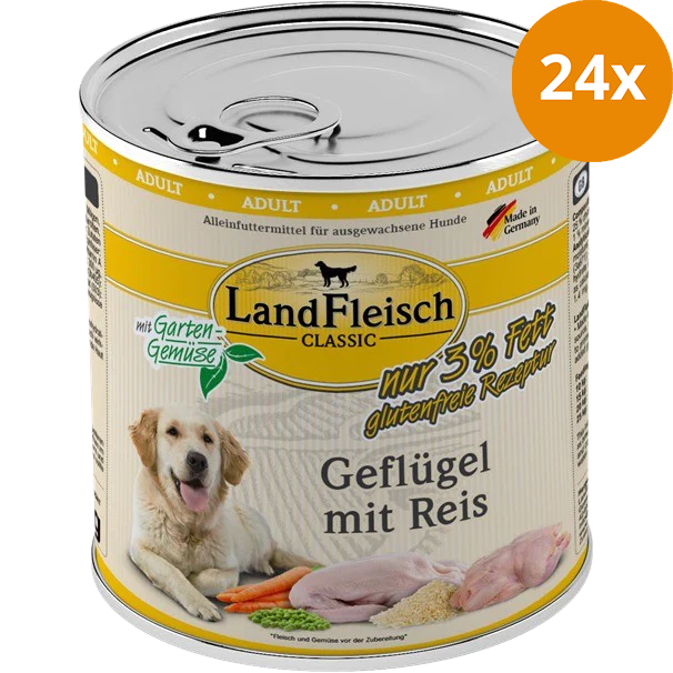 LandFleisch Dog Classic Geflügel mit Reis & Gartengemüse extra mager 800 g