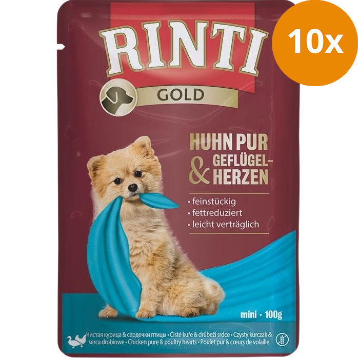 Rinti Gold Pouch Huhn Pur & Geflügelherzen 100 g